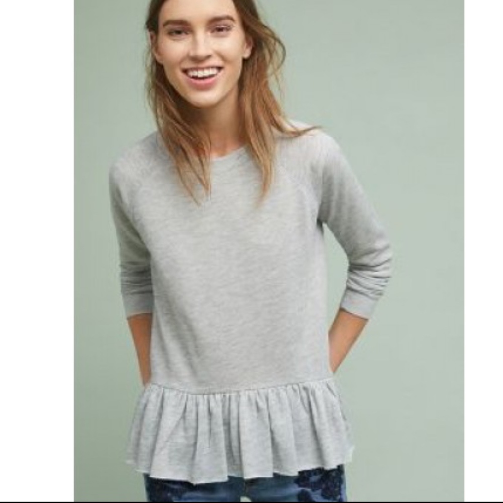 Anthropologie Grey Peplum Sweatshirt